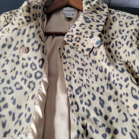 Chico’s 100% Soft Leather Leopard Print One Button Jacket Women’s 2x, Soft silky - Picture 5 of 8